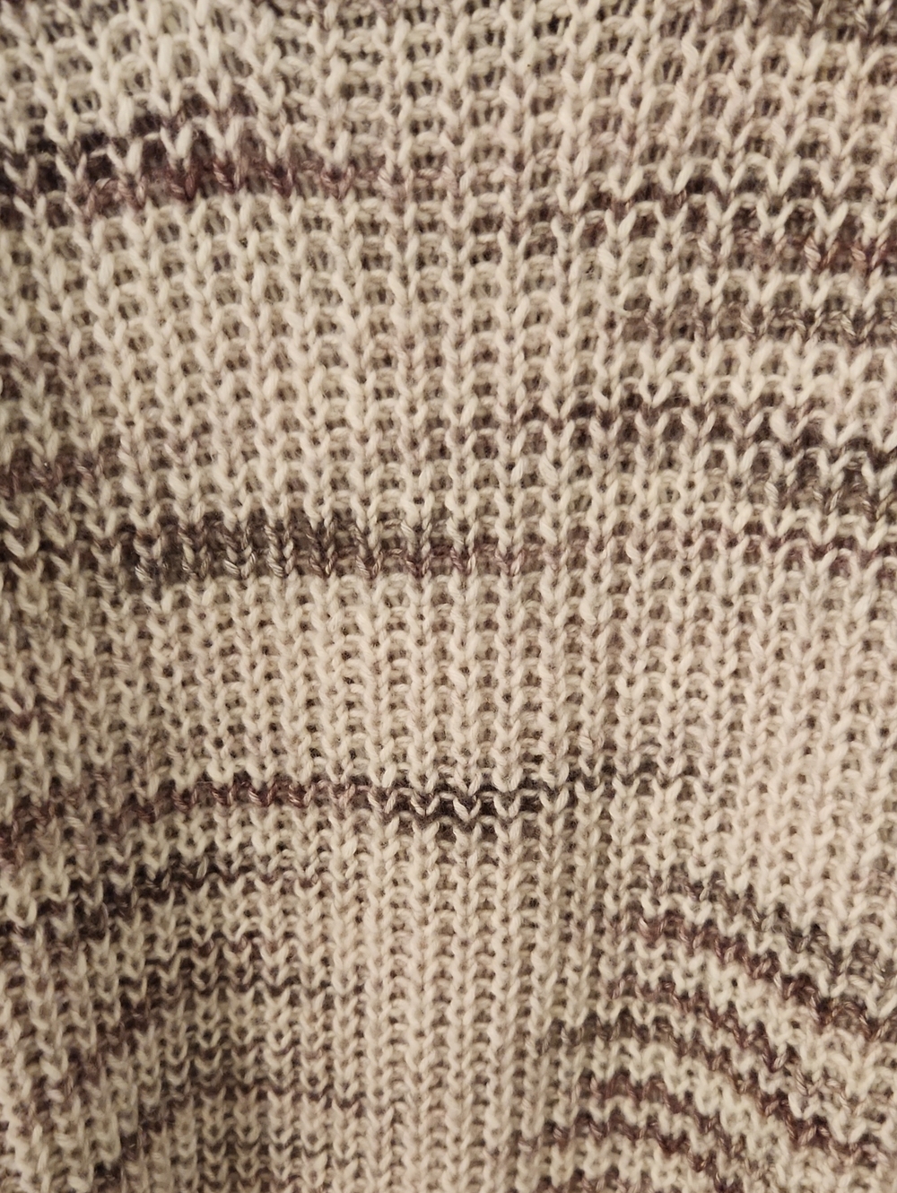 Falls Creek Cream and Burgundy Marled Crew Neck Sweater HAS FLAW - Picture 2 of 8